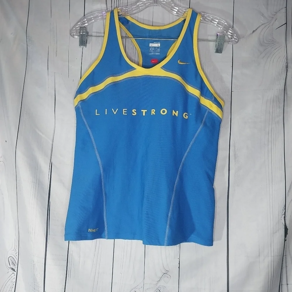 Nike Fit Dry Blue and Yellow LIVESTRONG Racerback Athletic Tank Top